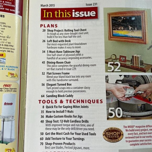 Wood Magazine Vol 32  Issue 231 No 1 March 2015 Must Have Jigs u - Picture 5 of 9